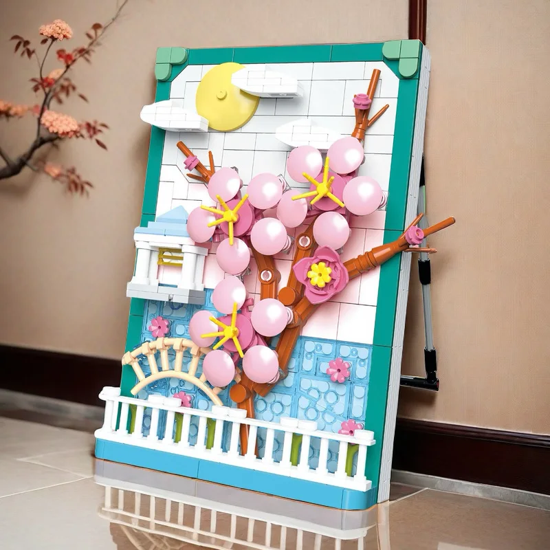 Zuanma 112  orchid daisy Plum blossom bamboo flower Photo Frame model decoration Building Blocks Plastic Toy gift for kids girl