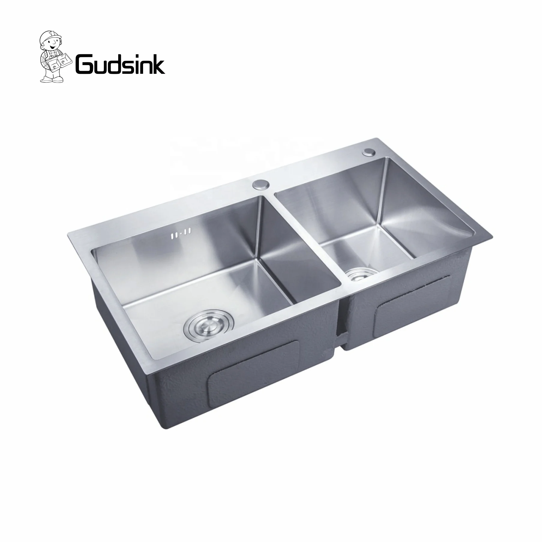 Gudsink countertop handmade kitchen sink 304 stainless steel double bowl lavabo basin