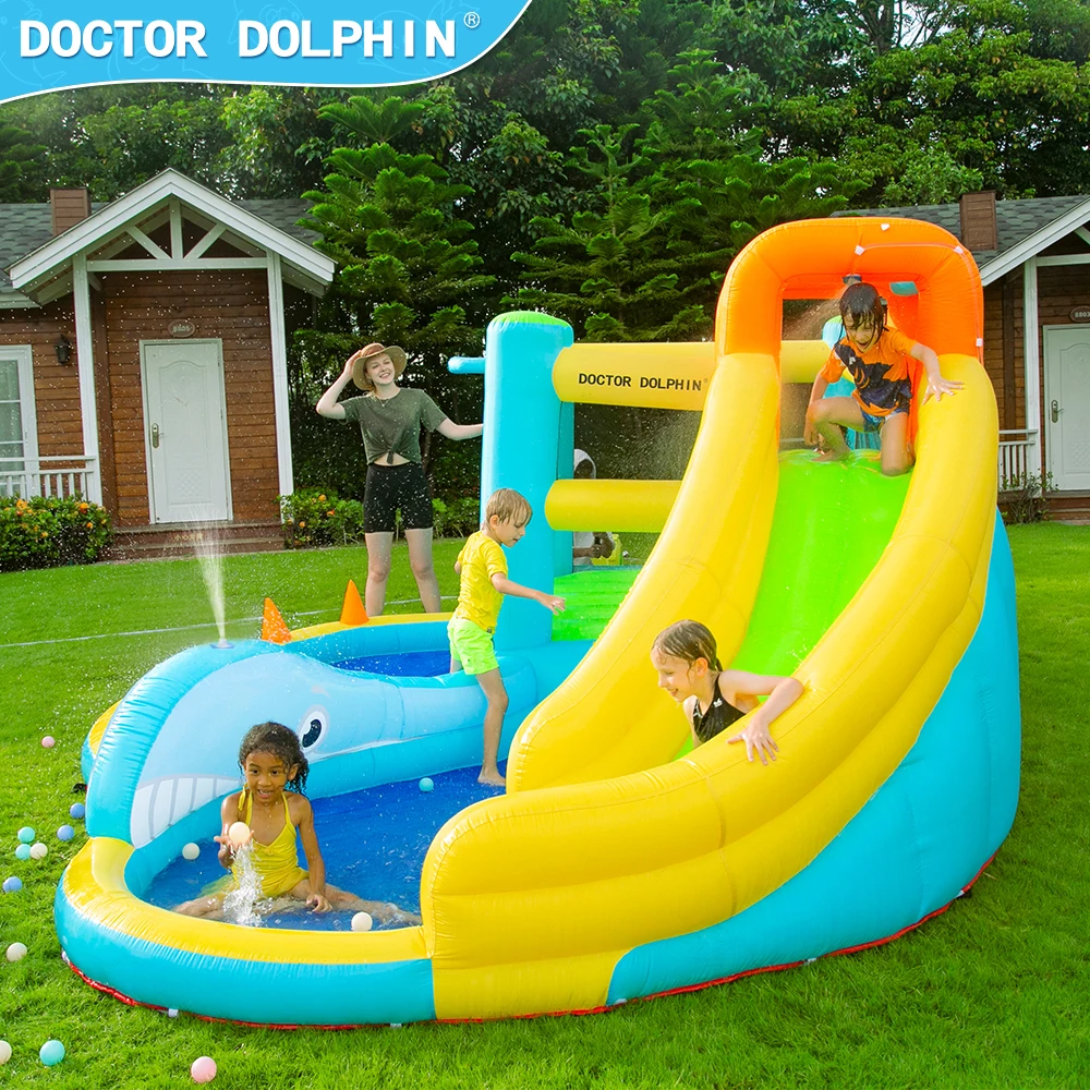 Doctor Dolphin ICTI Swimming Party Games bounce house Inflatable Water Slide Commercial Juegos Inflables