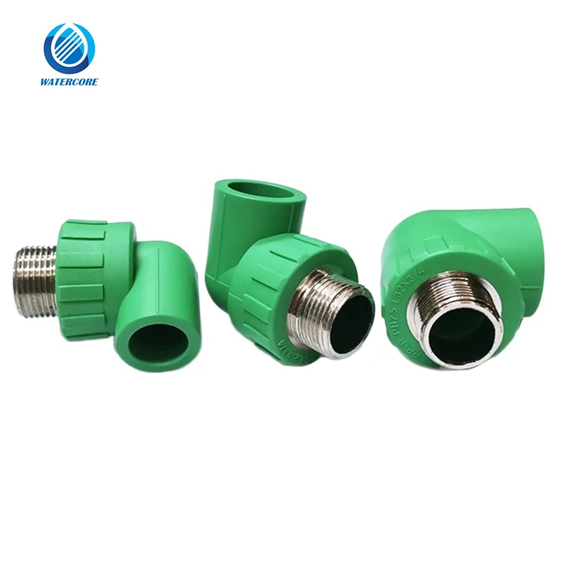 Wholesale DIN8077 8078 Standard Environment-Friendly PPR Pipe Fitting 90 Degree Elbow Male Threaded Elbow with Brass
