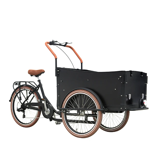 7 speed pedal assist three wheels Dutch cargo bike/non electric bakfiets  for adult