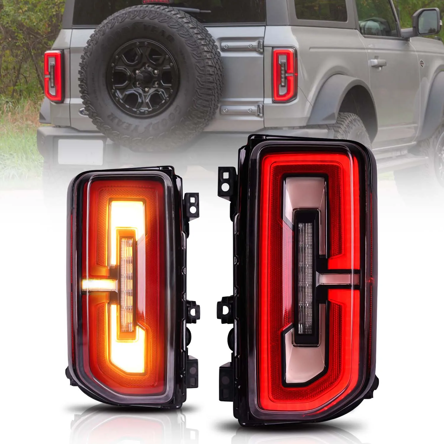 Archaic Full LED Ford Bronco Rear Lamp with Sequential Turn Signal Car Lights For Ford Bronco 2021 2/4 Door Taillights