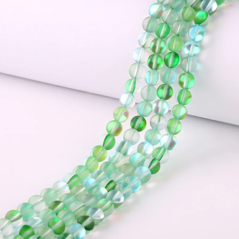 
Mystic Blue Aura Quartz Horopraphic Matte Crystal Glass Beads 