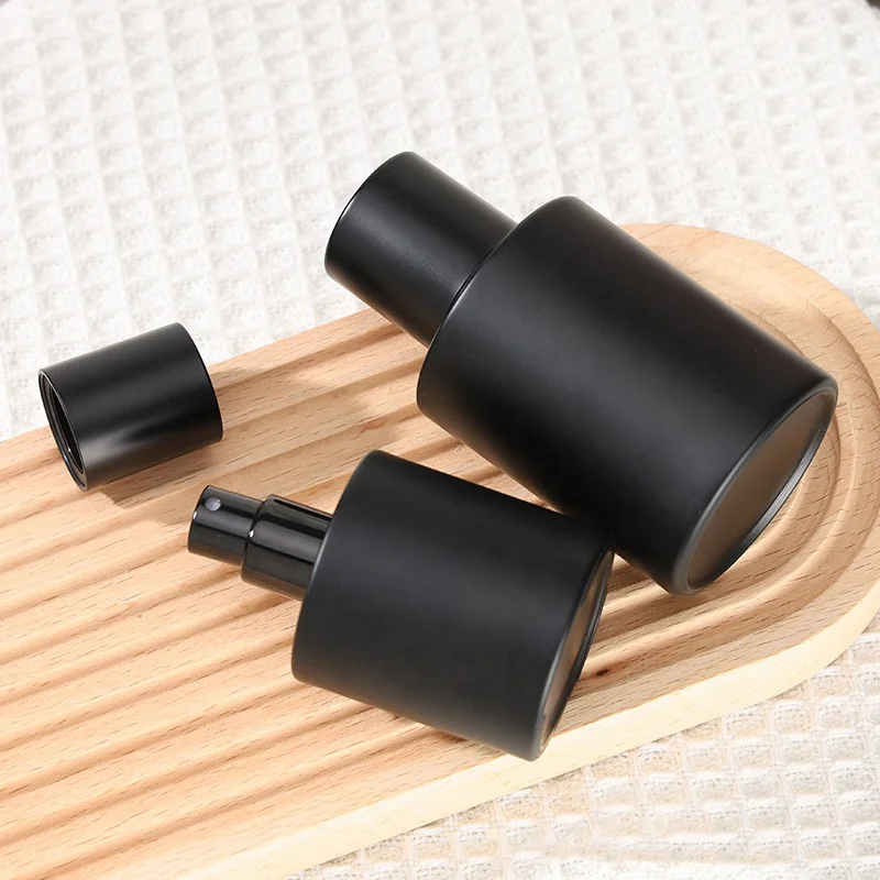 Wholesale Luxury Men Perfume Bottle 30ml 50ml Matte Black Perfume Bottle With Black Cap