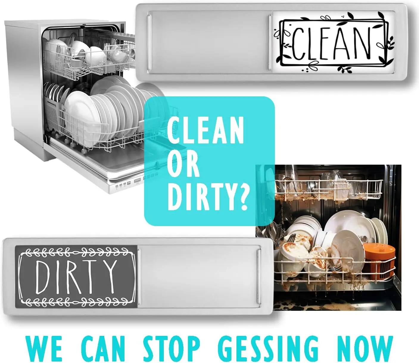 Dishwasher Magnet Clean Dirty Sign Large Text Easy to Read  Magnetic Indicator Kitchen Decor