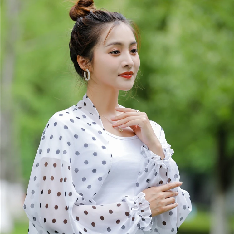 
Summer Sun Coat Arm Warmers Women Girls Sunscreen Chiffon Long Sleeve Summer Chiffon Shawl Riding Beach Sunscreen Shade Cover 