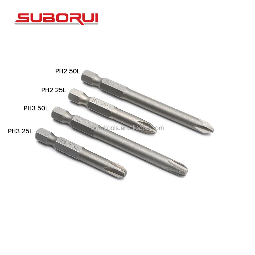 SUBORUI PH2 PH3 Magnetic Cross Bit Set Phillips Impact Batch Head Hardness Screwdriver Bit Screw Driver Set Hand Tools