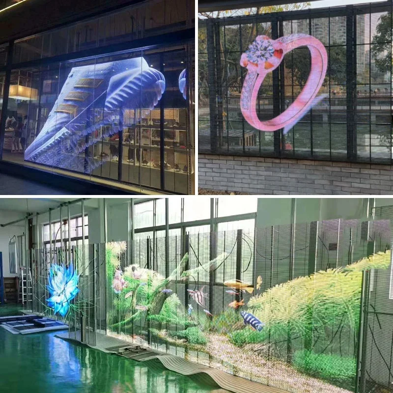 Glass Window Flexible Transparent Crystal Led Curtain Panel Screen P3.9-7.8 Indoor Led Display for Retail Stores