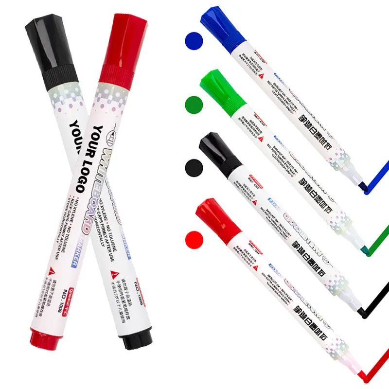 Customized Logo Office Whiteboard Marker Pen Colorful Non-Toxic Dry Erase Ink Refillable Refillable Marker for Promotions