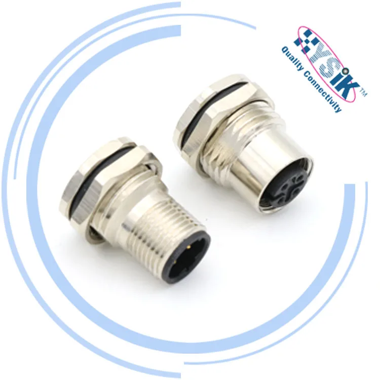 M12 4-pin plug waterproof IP67 solder connector customize available male female D coded socket
