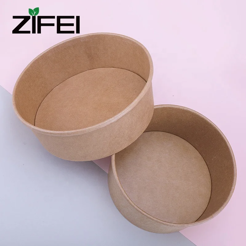 Microwave safe disposable food kraft paper bowls with lids for take away