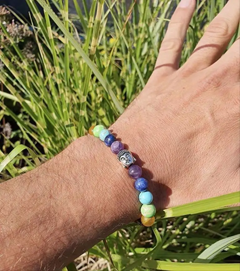 Chakra Armband Mit Naturstein Und Lavastein Perlen