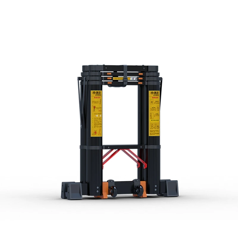 Two side foldable adjustable telescopic folding step ladder Black King Kong herringbone ladder telescopic aluminium ladder