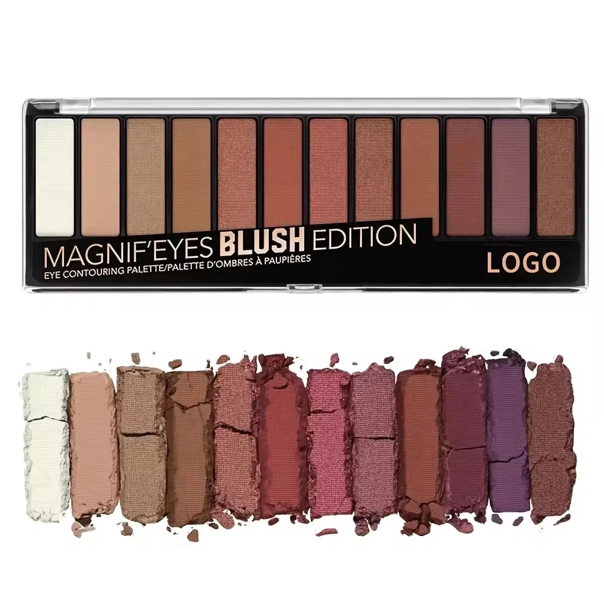 Private Label Wholesale 12 Colors Square Nude Eye Shadow Lasting Matte Eye Shadow Palette Vegan Makeup Glitter Eyeshadow Palette