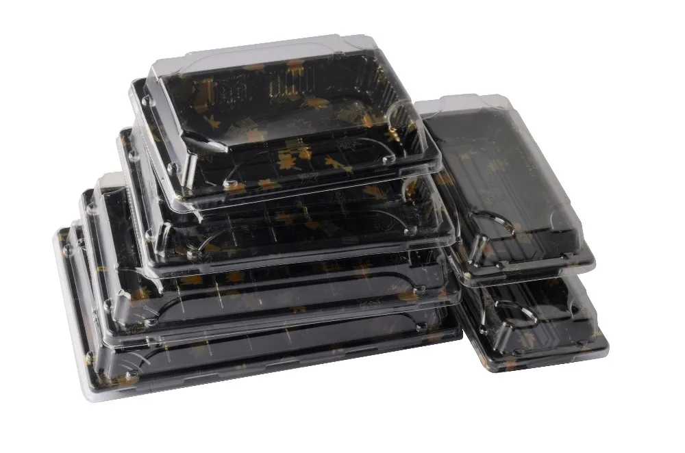 Hot Selling Custom Rectangular Sushi Container Food-Grade Disposable Plastic with Anti-Fog Lid
