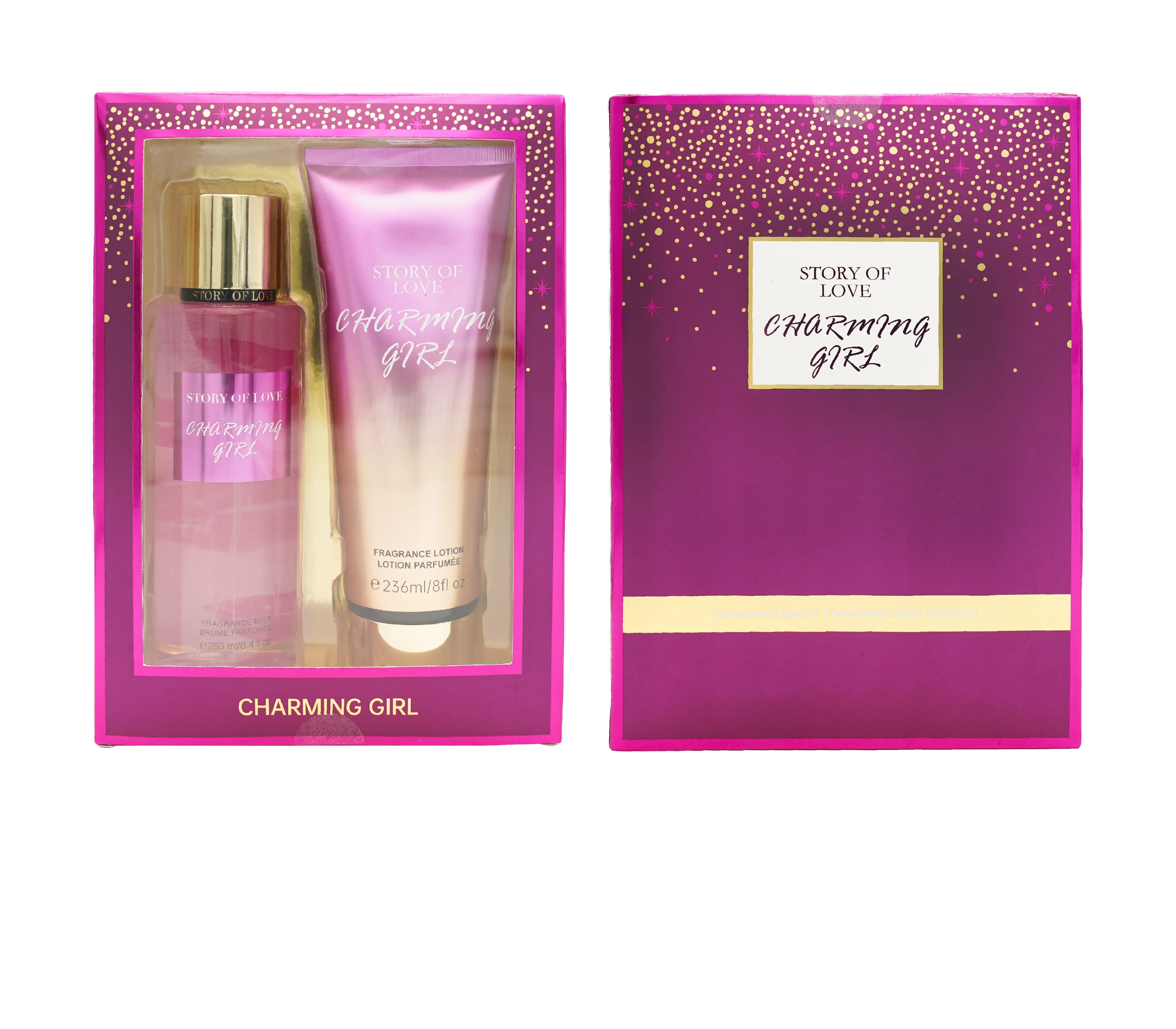 BT019 236ml Body Milk 250ml Body Spray Competitive Price Charming Fragrance Smells High-quality Gift Boxes