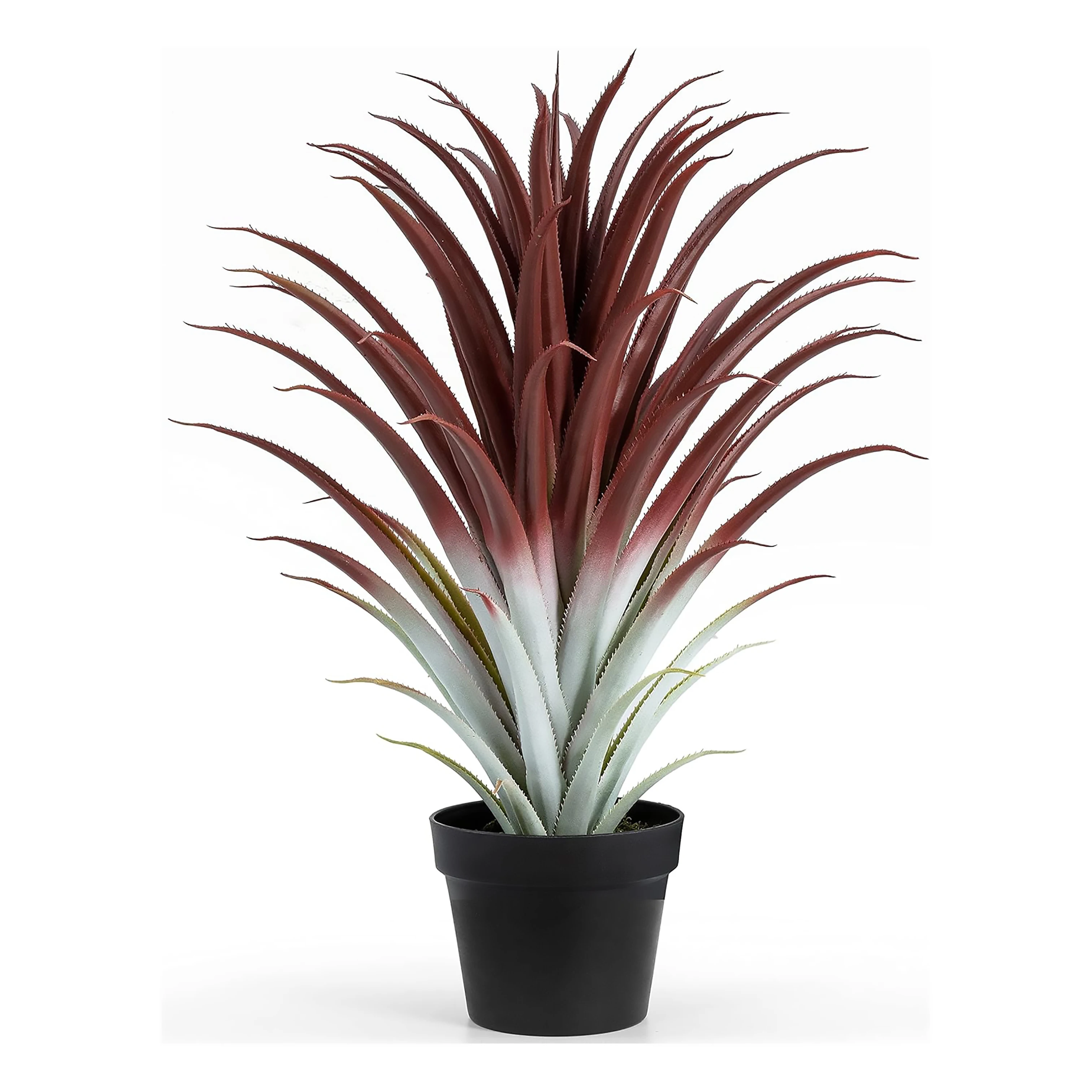 Factory Cheap Price 66CM 26 Inches Tall 61 Leaves Realistic Big Red Artificial Aloe Vera Plant Faux Agave With Matte Black Pot