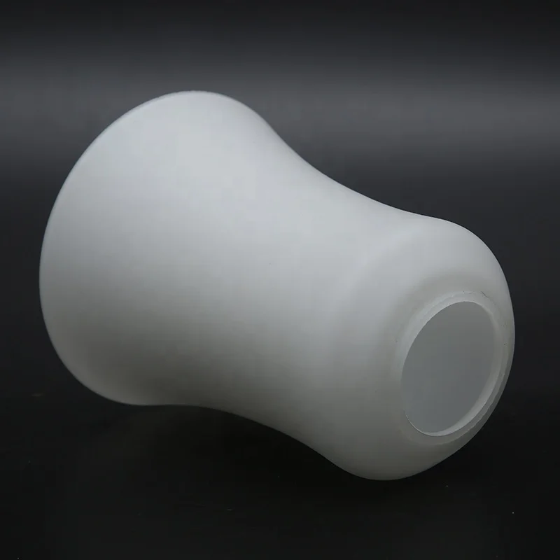 Modern White Frosted Opal Matt Glass Bell Lampshade Mouth Blown Japanese French Chinese Rustic French Transparent Flower Edge