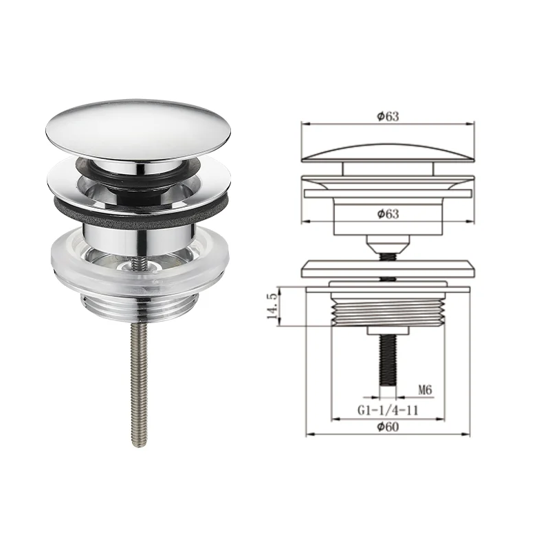 High quality all copper short pop up waste plug universal basin water dispenser