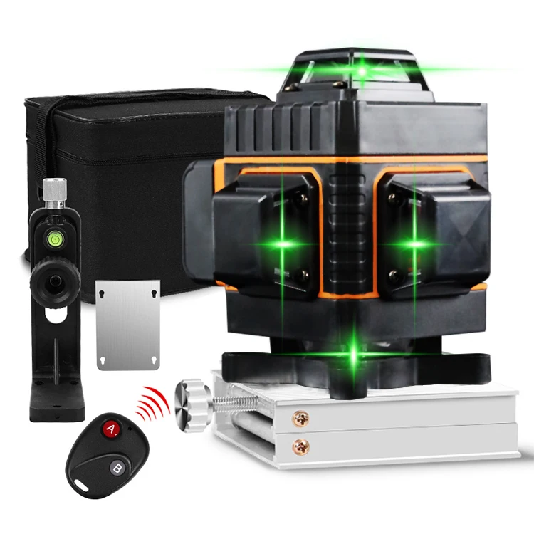 JSD Portable 16 Lines Indoor Laser level 4D Self-leveling Rechargeable Green Beam Laser Level