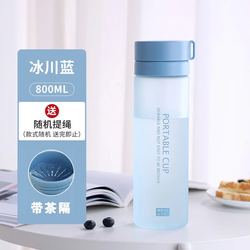 Convenience frosted water cups students large capacity sports space cups with tea separated plastic cups gift wholesale