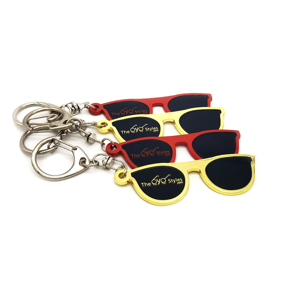 Metal Keychains Custom Cool Glasses Shaped Zinc Alloy Keyrings Die Cut Enamel Keychain For The Eye Styles Shop Promotion