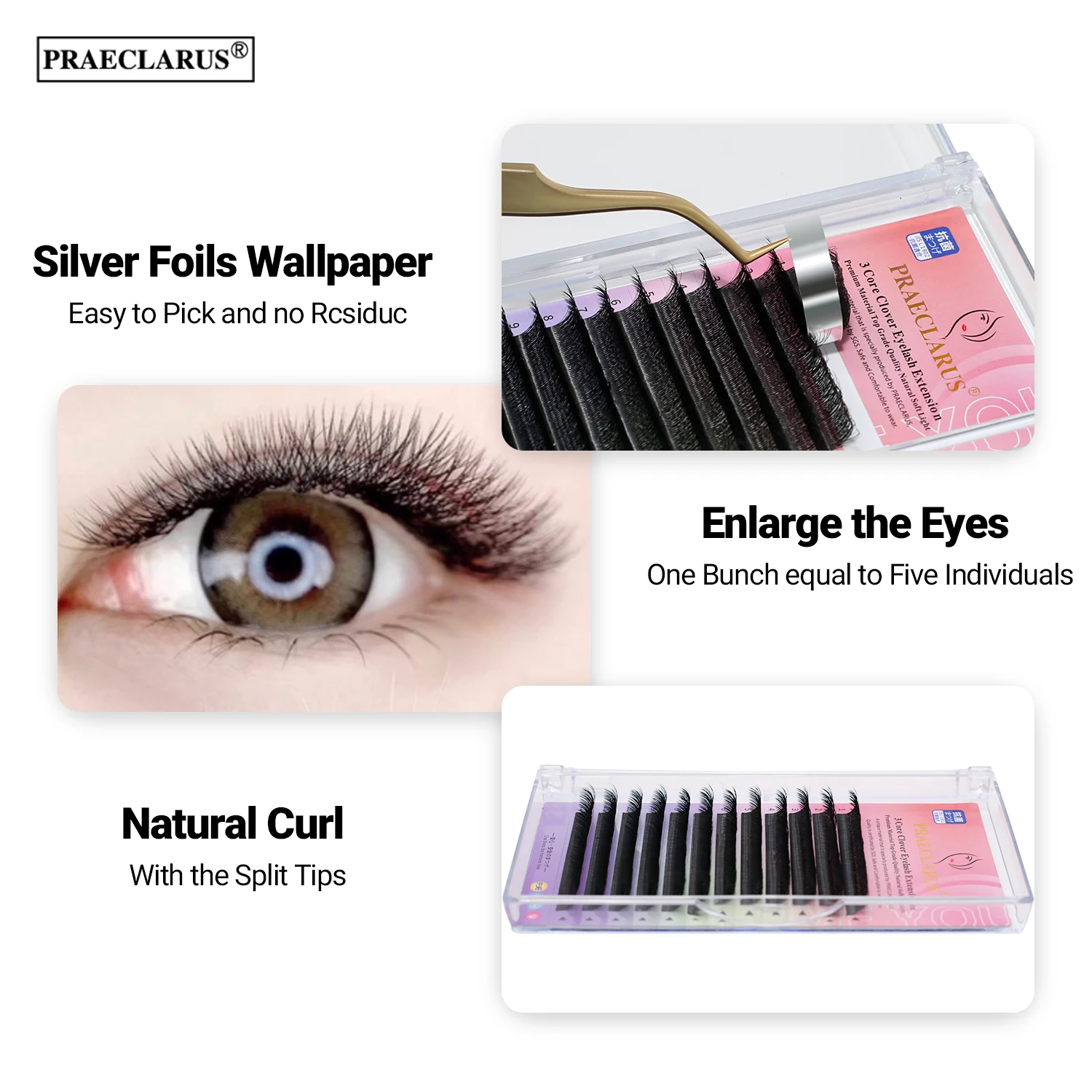Korean W Eyelashes Extensions PBT Fiber,synthetic Hair Hand Made Natural Korea 3D W Lashes Black 8mm to 16mm and Mix Size 20 Pcs