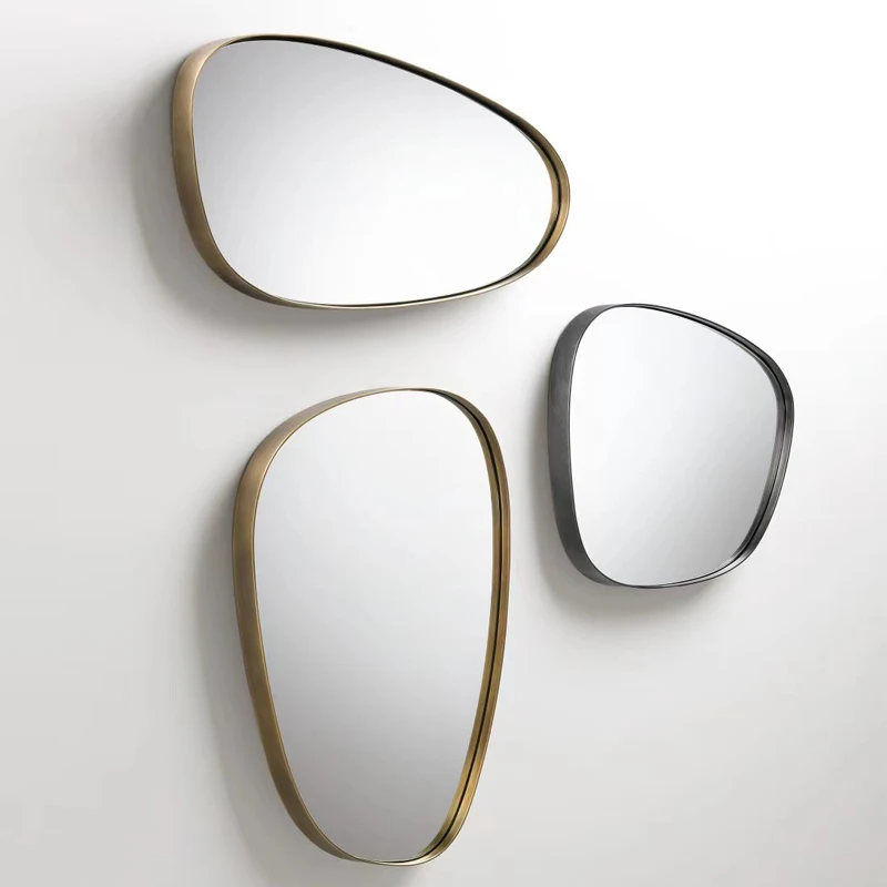 Luxury irregular mirrors decor wall with brass frame mirror designs for home decoration designs