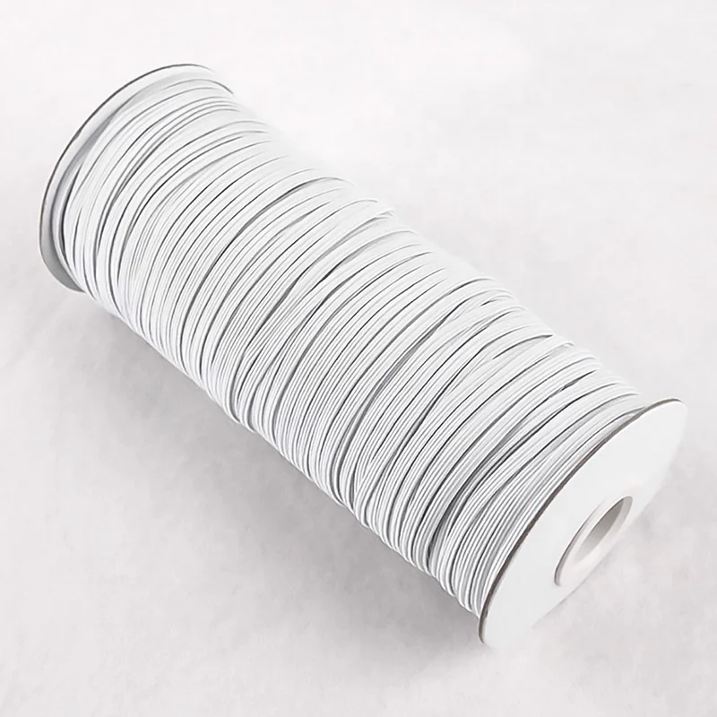 
factory wholesale in stock 3mm white black color knitted braided elastic band with high elasticity 