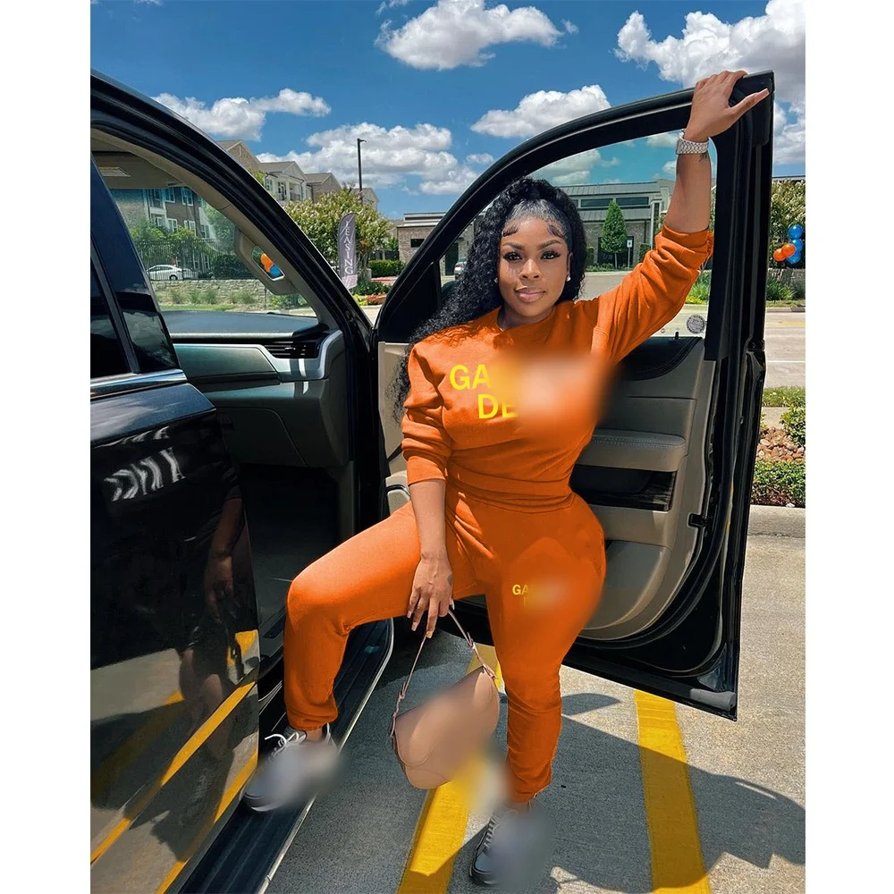 Designer famous brand clothing fashion modest sportswear two piece hoodie and pants set women