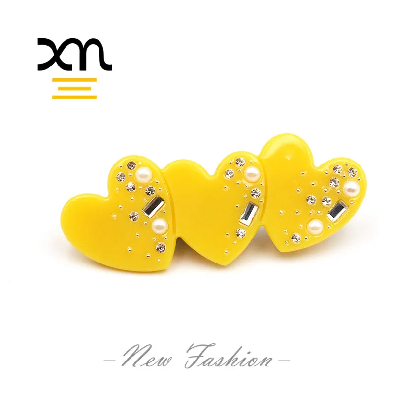 trendy heart hair clips for womens pearl large clips hair accessories resin plastic duck bill acetate hair grip clips for girls