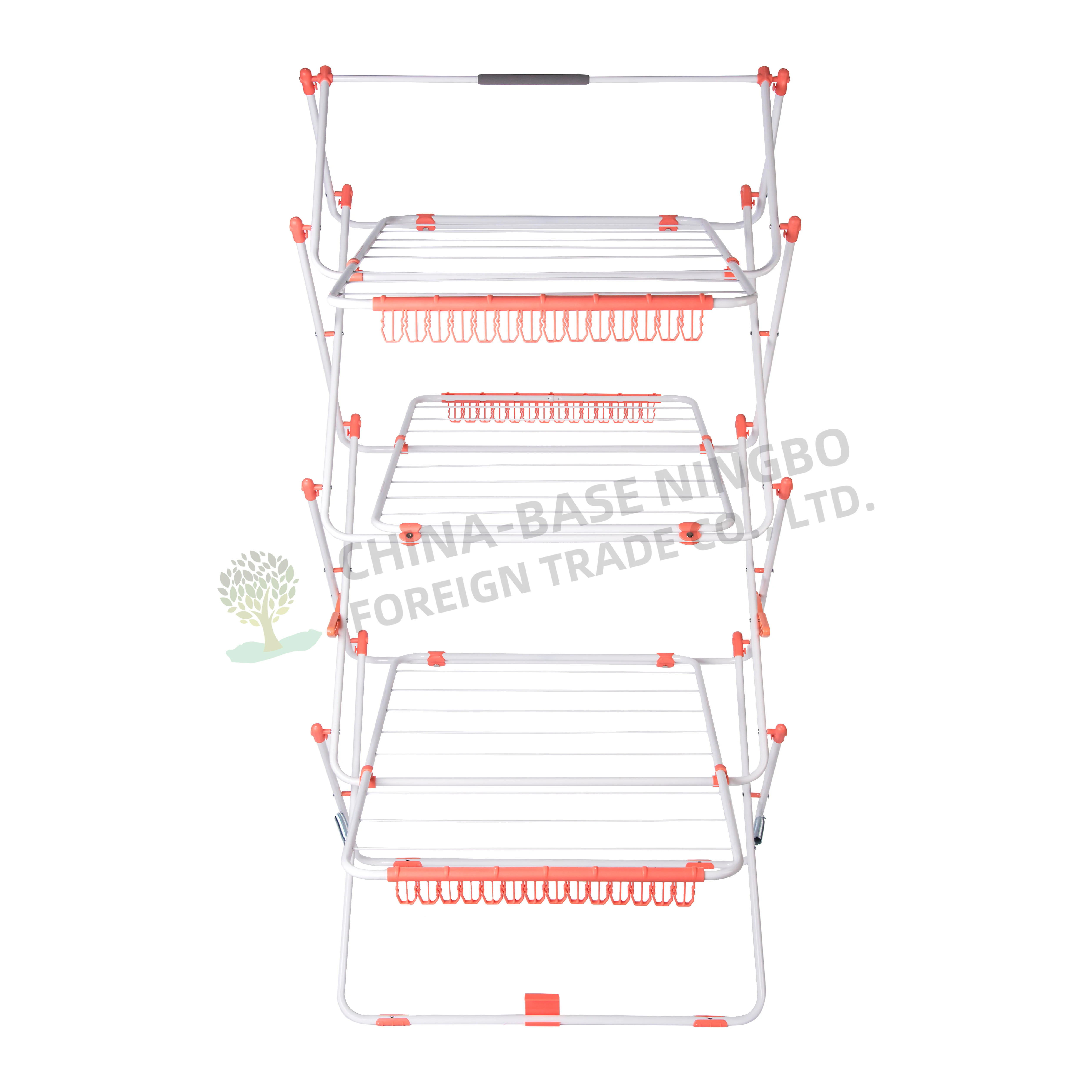 3-Tier Laundry Hanging Rack Stainless Steel Foldable Wing Cloth Airer Drying Rack Socks Clips Rocks