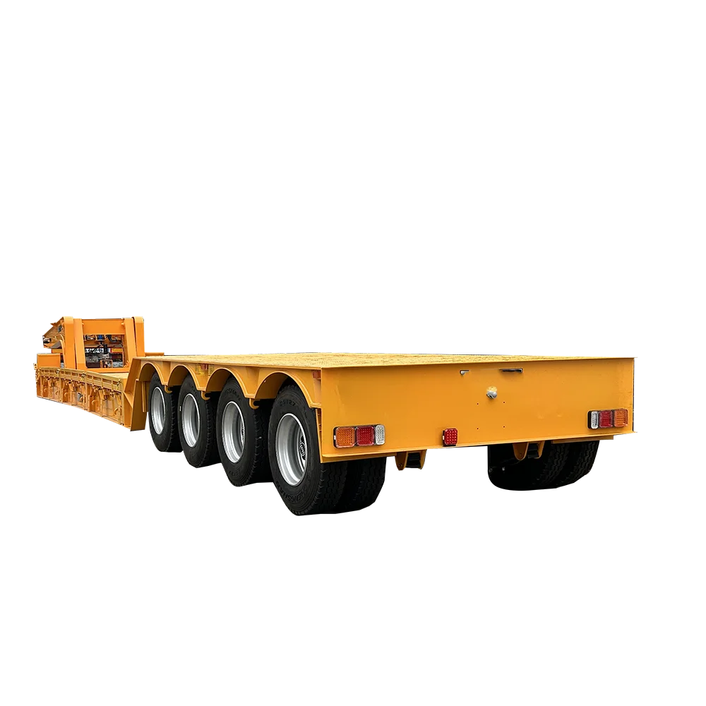 Made in China, 3/4-axis ramp flatbed semi-trailer truck, low flatbed semi-trailer, front goose head hydraulic lift