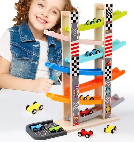 Лидер продаж Заводские Деревянные 7 уровней игрушечные машины для слежения за горами Монтессори развивающие подарки парковки игрушки детей