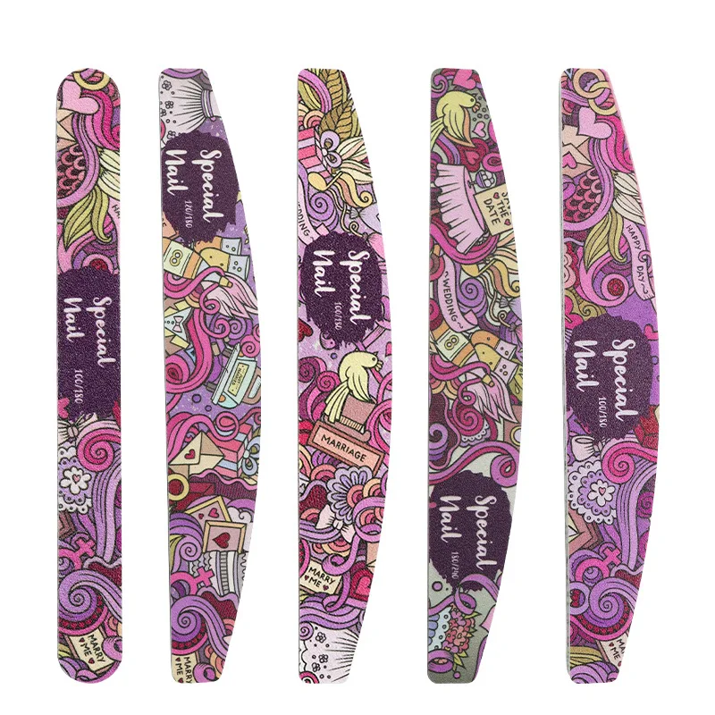 Custom painting design five size sand choose special nail fashion nail file with opp bag