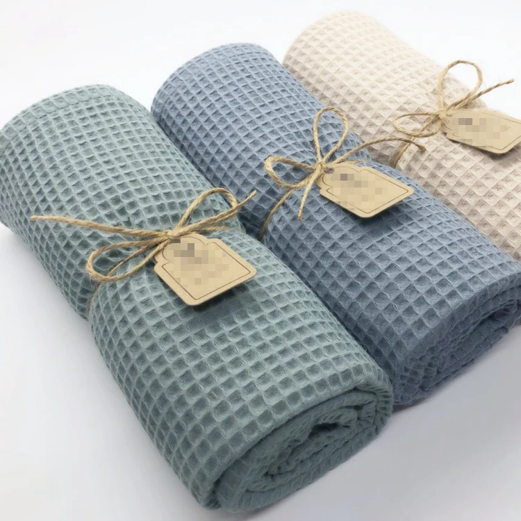 CHEER Custom personalized Super Soft Crocheted Baby Bedding Waffle linen kids Soft nursery Newborn baby blanket