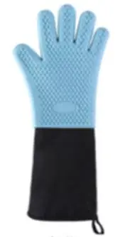 Extra long 50cm Five fingers silicone oven glove with acupuncture cotton quilted