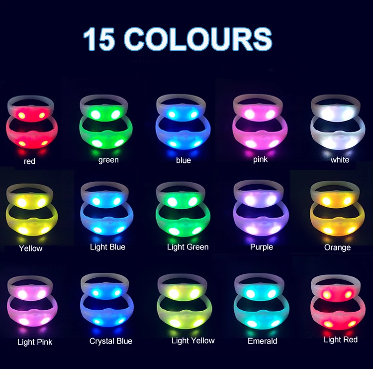 Sound Activated Remote Silicone Light LED Bracelet Custom Logo DMX Controlled LED Wristband For Events