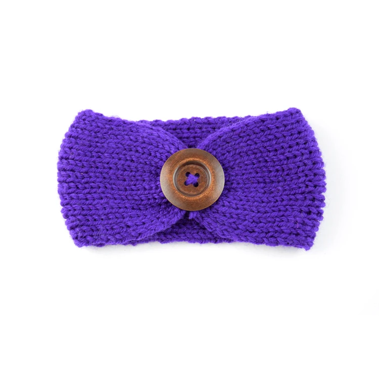 
Wholesale Kids Hair Bands Hand Elastic Hairbands Fastener Button Wide Knit Crochet Baby Headband 