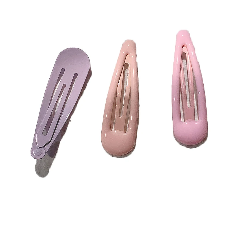 Kids Metal Alloy Water Drop Shape Hair Clips Oil Baking Paint Candy Colored BB Hairpins