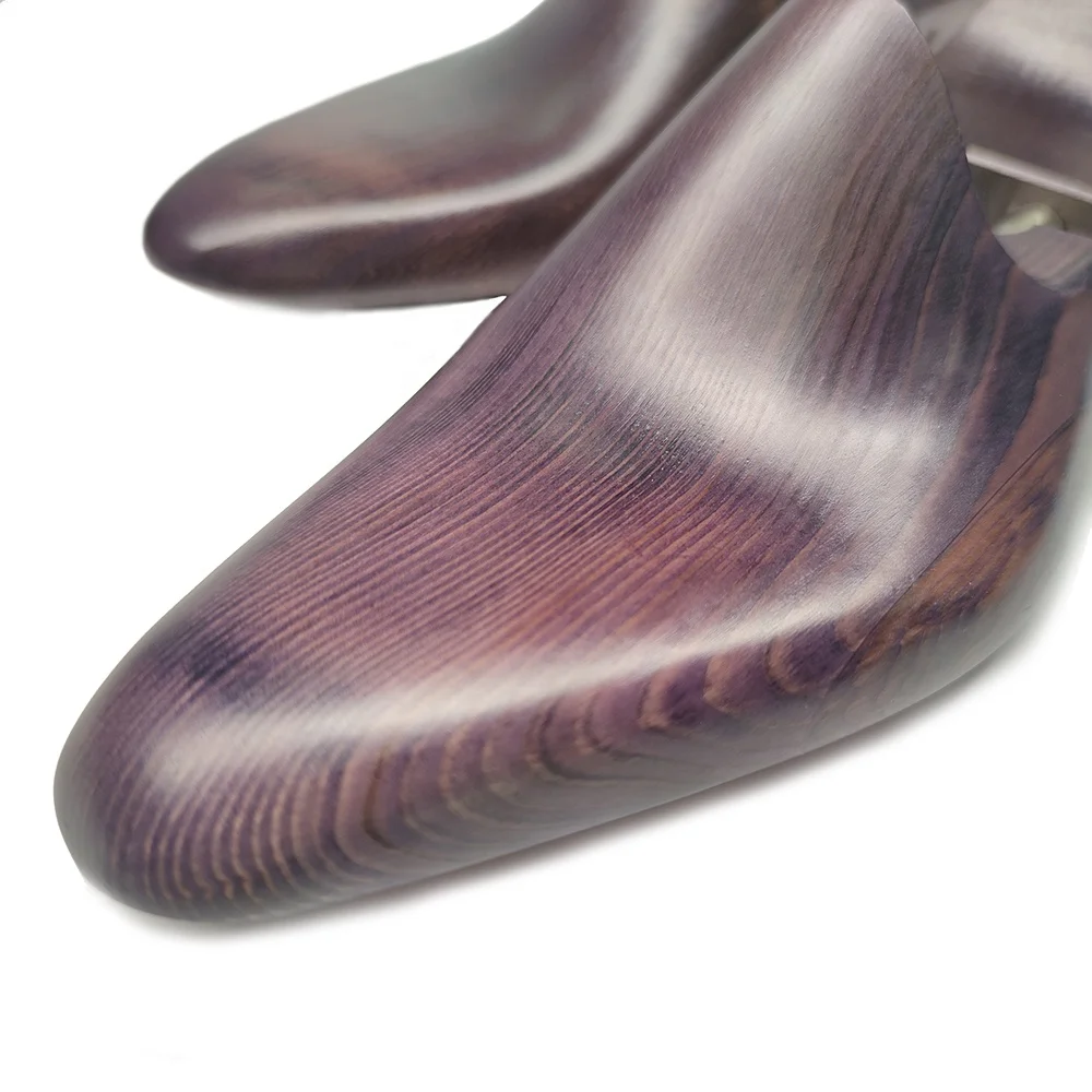 High end European Fully Shoe Lasts Split Toe Lacquered Purple Wood Grain Display Shoe Keeper Ring Wood Shoe Tree - ST06CF