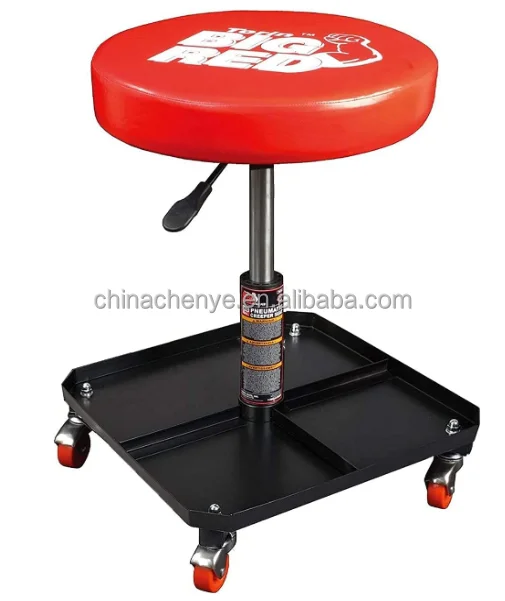 Torin Rolling Pneumatic Creeper Garage Shop stool Seat: Padded Adjustable Mechanic Stool with Tool Tray Storage