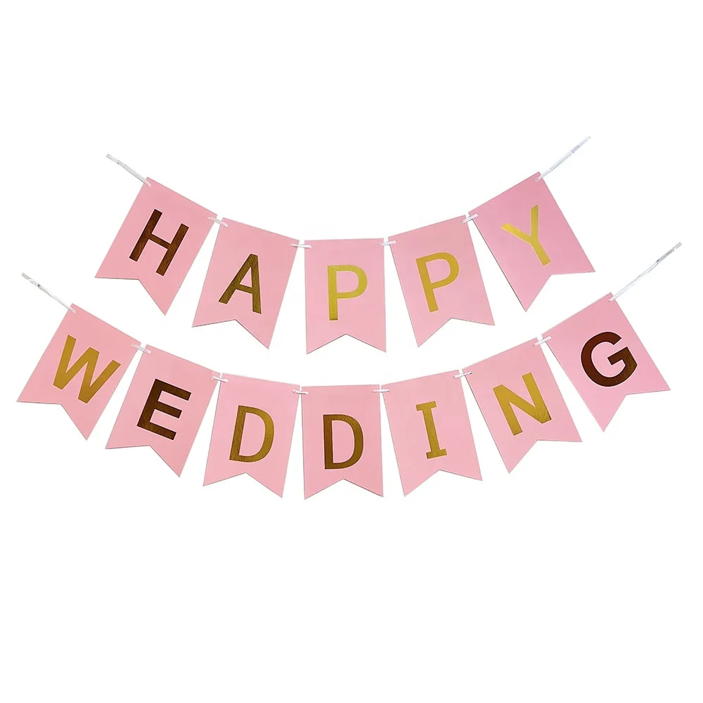 Wedding Party Supplies Decor Just Married Paper Bunting Garland Banners Flags Happy Wedding Banner