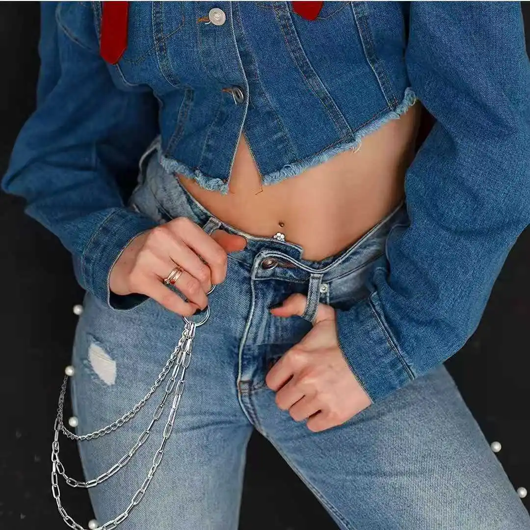 Hip Hop Punk Jeans Trouser Chain Multi-layer Butterfly Style Belt Body Chain For Women