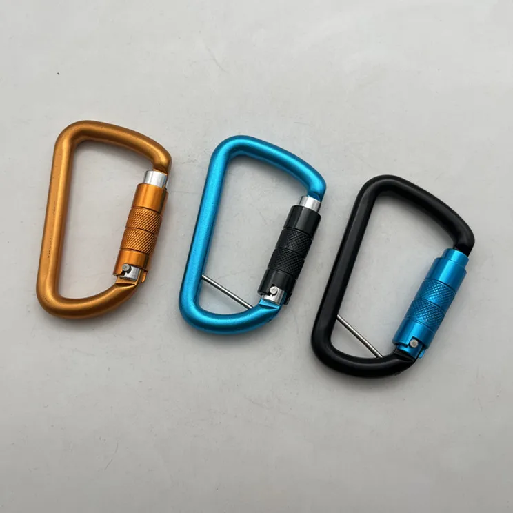 Factory Light Weight 7075 Aluminium Alloy Safety D Shaped Aluminum Carabiner Clip with Pin