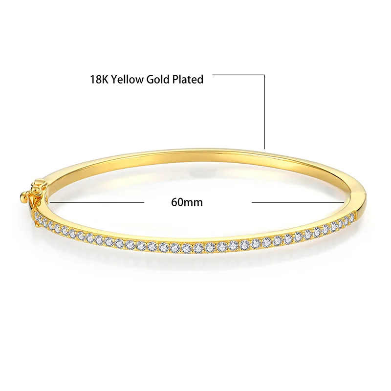 0.5 micron thickness one line silver bangle Armband with 3A zircon bangle bracelet charms