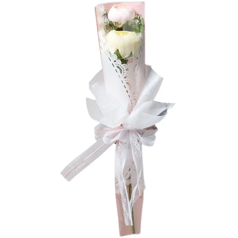 Lace Flower Shop Floral Diy Material Flowers Triangle Bag Single Branch Bag Plastic Flower Sleeve