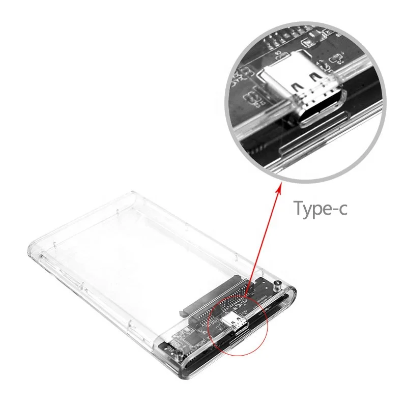 Type C 3.1SATA Hdd Enclosure External Usb 3.1 HDD Hard Disk Case for 2.5 inch Hard Drive