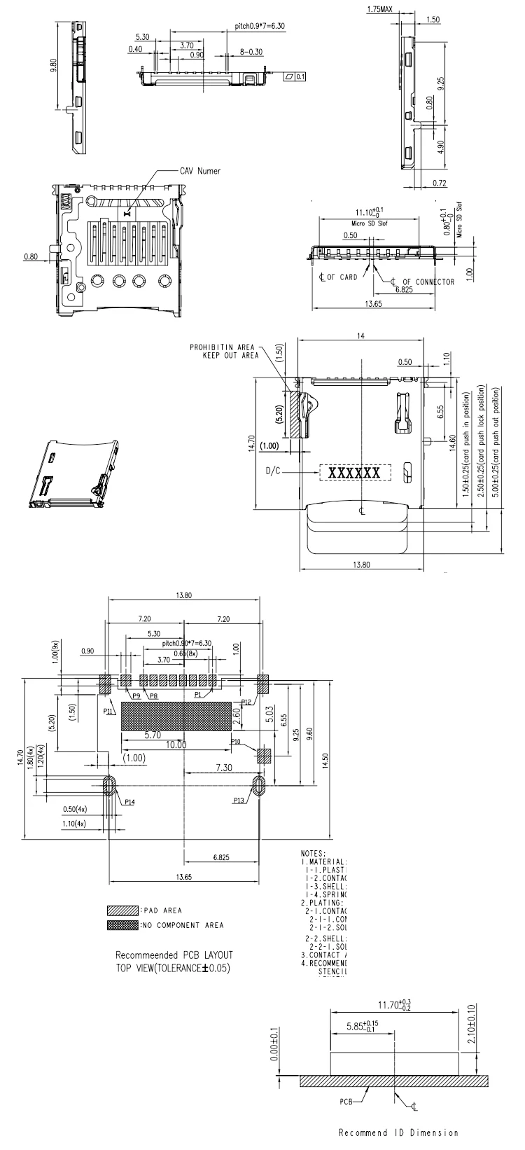 Micro SD/TF Card Socket 1.5H  Push-Push Type 10Pin Micro SD Card Connector