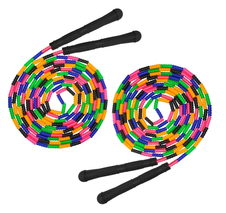 Lightweight and Beaded  rainbow color Exercise Jump Rope soft beaded skipping Rope for Kids